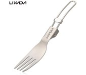 Lixada-tenedor plegable de titanio, ultraligero, portátil para exteriores, cena, fruta, cubiertos, vajilla para acampar, mochilero