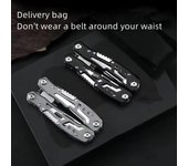 Herramienta multiusos para exteriores, portátil, de acero inoxidable, para acampar, EDC, plegable, multifunción, para emergencias, cuchillo de supervivencia, alicates negro