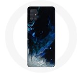 Coque pour Samsung Galaxy A71 Nuages de fumée multicolore de bleu gris et noir sur fond noir