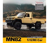 Nuevo MN82 1:Camión RC retro de 12 pulgadas con luces LED, simulación a escala real, LC79, modelo de camión RC profesional con control remoto 4WD amarillo
