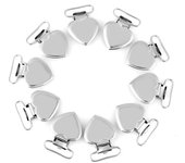 10 clips metálicos para sujetar chupetes con forma de corazón para manualidades caseras.