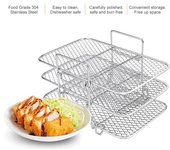 Rejilla para freidora de aire de acero inoxidable multicapa, deshidratadora, vaporera, asadora, accesorios para freidora de aire, aparatos de cocina