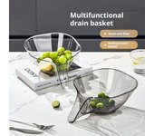 Cesta de drenaje de frutas con colador extraíble, de grado alimenticio, libre de BPA, transparente, para limpieza de frutas, escurridor para fregadero de cocina