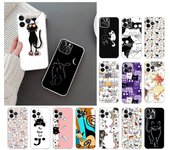 Funda de teléfono para Iphone 14 Pro Max 13 12 11 Pro Max Xs Xr X 12mini 7 8 Plus Se Funda de gatos negros de dibujos animados iphone XR