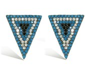Les Trésors De Lily [P1246] - Boucles argent 'Navajos' turquoise argenté (triangles) - 16x13 mm turquesa