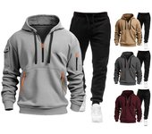 Conjunto de 2 piezas de sudadera y pantalones para hombre, con capucha y cordón, camisetas deportivas de manga larga elásticas S rojo vino