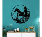 1 pieza de arte de pared de metal, esculturas de caballos corriendo de granja, arte de hierro vintage, silueta, decoración de pared, pegatina de pared, arte de pared colgante negro