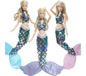 Muñecas hechas a mano vestido de fiesta trajes clásicos de sirena traje de baño Halter ropa para muñeca Barbie accesorios para casa de muñecas juguete color rosa