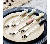 Tenedor para tartas con forma de garra de gato, diseño novedoso, bordes lisos, mango de cerámica, para frutas, postres y fideos. negro