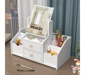 Organizador de maquillaje, caja de almacenamiento de cosméticos de gran capacidad, cajón, joyero, contenedor de maquillaje para esmalte de uñas de escritorio con espejo