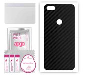 apgo Skin Adhesivo Protector para la Espalda Compatible con Alcatel 1v (2019), Película envolvente, papel de aluminio y vinilo - Patrón negro carbón
