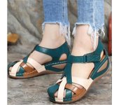 Nuevas sandalias ortopédicas de Punta abierta de primera calidad de verano para mujer, zapatillas Vintage antideslizantes transpirables, sandalias de talla grande 43 verde