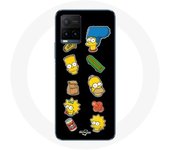 Coque pour Vivo Y21s 2021 / Y21 2021 Les Simpson autocollants fond noir