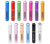 Botella atomizadora de perfume de 5 ml, botella de perfume con fondo lleno, revestimiento de plástico para perfume, botellas de spray prensadas para cosméticos verde