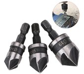 Broca para agujeros de trabajo en madera, chaflán de vástago Hexagonal de carbono, acero de 90 grados, 3 uds.