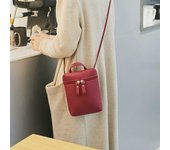 Bolso bandolera tipo cubo para teléfono móvil de mujer, moderno e informal, 2025 rojo vino