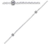 Les Trésors De Lily [Q8199] - Cadena tobillera plateada 'Marbles' - 25 cm 1 mm - cuentas de 4 mm plata