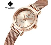 WWOOR Reloj de Cuarzo con Correa de Malla para Mujer Reloj Luminoso Resistente al Agua Reloj para Mujer