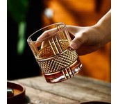 Vaso de whisky con revestimiento dorado, vasos Old Fashioned Rocks, cristalería para cócteles, whisky escocés, bourbon, ginebra, voldka y brandy. 320ml