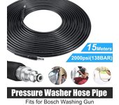 Manguera de lavado de alta presión de 15m para pistolas de agua Boschs Jet Power, tubo de cable, drenaje de alcantarillado, manguera de extensión de limpieza para lavado de coches