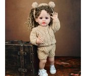 Muñecas bebé Reborn de 55 cm con rizos de moda, ropa de niña hecha a mano, modelo de muñeca de moda KEIUMI, regalos de cumpleaños y Navidad para niños 22 inch about 55 cm