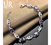 Pulsera Hao Shi AAA morada de plata esterlina 925, joyería de moda para bodas 20CM