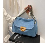 Bolsos de hombro para mujer, de mezclilla azul vintage, acolchados, de marca de diseñador, con cadenas de lujo, tipo mensajero, bolso grande tipo tote para mujer.