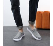 Zapatos de hombre, zapatos casuales, zapatos planos de lona transpirables sin cordones para hombre, mocasines de primavera y verano para hombre, zapatillas cómodas y transpirables 40 gris
