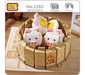 LOZ 1263 té de la mañana Dim Sum cerdo leche huevo bollo relleno al vapor comida modelo DIY Mini bloques juguete de construcción para niños sin caja