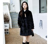 Abrigo de piel de visón para mujer, abrigo de piel sintética de visón cálido y integrado, ropa de invierno para madre, abrigo de piel de visón medio y largo para mujer XL