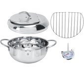 Freidora de acero inoxidable con termómetro, escurridor de aceite y tapa desmontable multifuncional. L