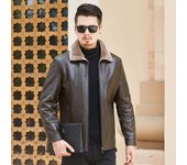 Chaqueta de cuero gruesa de gran tamaño para papá de mediana edad y anciano, chaqueta de cuero genuino, abrigo de piel para hombre, chaqueta de piel de oveja de una pieza M