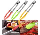 Pinzas para barbacoa, mango ergonómico, pinzas de comida de metal resistentes al calor para servir parrilla, pinzas para cocina rojo