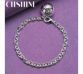 Pulsera de plata de ley 925 con forma de bola redonda de CHSHINE para mujer, joyería con abalorios de moda para bodas y fiestas. 20CM 8inches