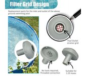 Conector de salida para piscina, gran precisión de filtración, gran capacidad de interceptación de suciedad, boquilla para piscina, suministros para piscina gris