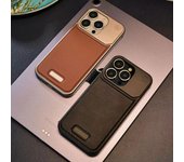 Funda de teléfono de Metal y cuero de lujo para iPhone 15, 14, 13 Pro Max, carcasa para teléfono Magsafe con carga inalámbrica magnética, funda de aleación de aluminio For iPhone 15 Pro Max negro