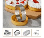 6 moldes redondos de acero inoxidable para tartas, de 8 cm, plateados, para postres franceses, mousse, tartas de frutas, para hornear en fiestas familiares.