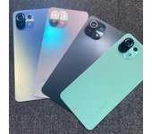 Para Xiaomi Mi 11 Lite Panel trasero de cristal carcasa de puerta trasera con lente de cámara para Xiaomi Mi11 Lite 4G 5G No Lens Black