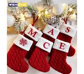 Medias navideñas de una letra, nuevas, tejidas, colgantes para árbol de Navidad, adornos para el hogar, regalo de Navidad, calcetines navideños con alfabeto de copos de nieve. Christmas tree