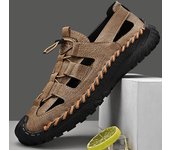 Sandalias de verano hechas a mano para hombre, sandalias para exteriores, sandalias de cuero, zapatos de playa, senderismo, sandalias de cuero para exteriores 40 negro
