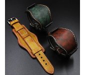 Correa de reloj de cuero 20mm 22mm 24mm correa de reloj con estera protección de muñeca correa de reloj roja amarilla para fósiles 22mm negro
