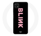 Coque pour Samsung Galaxy A22 5G Blink Fandom Blackpink Logo Rose Fond Noir