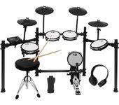 Juego de batería electrónica Mat para principiantes, batería de percusión, batería de práctica para niños, 600 tonos, 30 canciones de demostración, práctica en casa, otamatone, melodía, batería recargable blanco