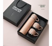 Botella con aislamiento al vacío de acero inoxidable 500ML 304, conjunto de regalo, taza de café de estilo empresarial para oficina, termo, botella, frasco portátil, jarra 500ml color rosa
