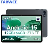 Tableta TABWEE T80 Android 15, 4 GB de RAM, 64 GB de ROM, 10,1 pulgadas, pantalla FHD de 1280 x 800, ocho núcleos, UMS312(T310) PC Tablet gris
