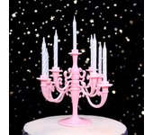 9 Uds. De velas y soporte para candelabro, 1 Juego De adornos para tartas, portavelas para pastel De fiesta De cumpleaños, adornos De color rosa