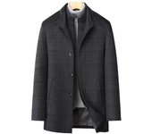 Abrigo de lana para hombre, nuevo abrigo de otoño e invierno, gabardina, abrigo de plumón mediano y largo, acolchado de algodón, abrigo con forro desmontable, abrigo para hombre 175