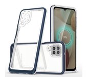 Funda Hurtel 3 en 1 de gel transparente con marco azul para Samsung A22 4G