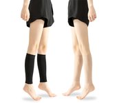 Medias de compresión, 20-30 mmHg, hasta la rodilla, para mujer, punta abierta, 20 deniers, color piel, grande S
