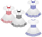 Disfraz de baile de Navidad para niñas pequeñas, patinaje sobre hielo, patinaje sobre ruedas, mangas cortas de encaje, tutú de malla a rayas, vestido de leotardo de Ballet 5-6 Years rojo